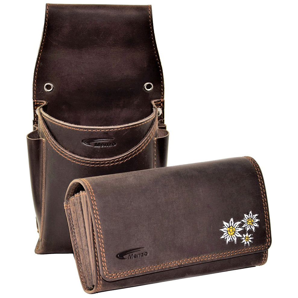 Kellnerbörsenset - 3-teilig - marone-edelweiss (Kellnerbörsenset + Computerhalter + Gürtel)