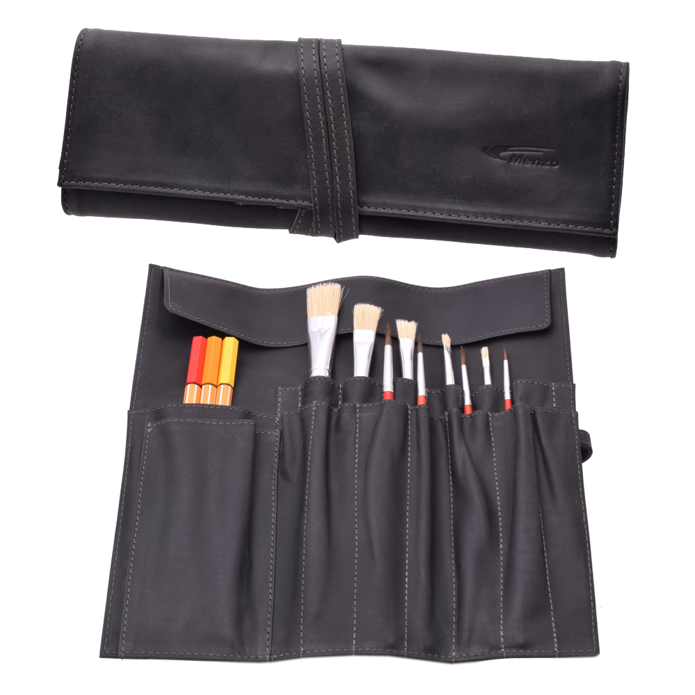 Menzo MB28 Stifte/Pinseletui Büffelleder/schwarz