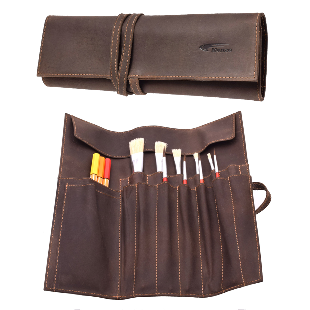 Menzo MB28 Stifte/Pinseletui Büffelleder/marone