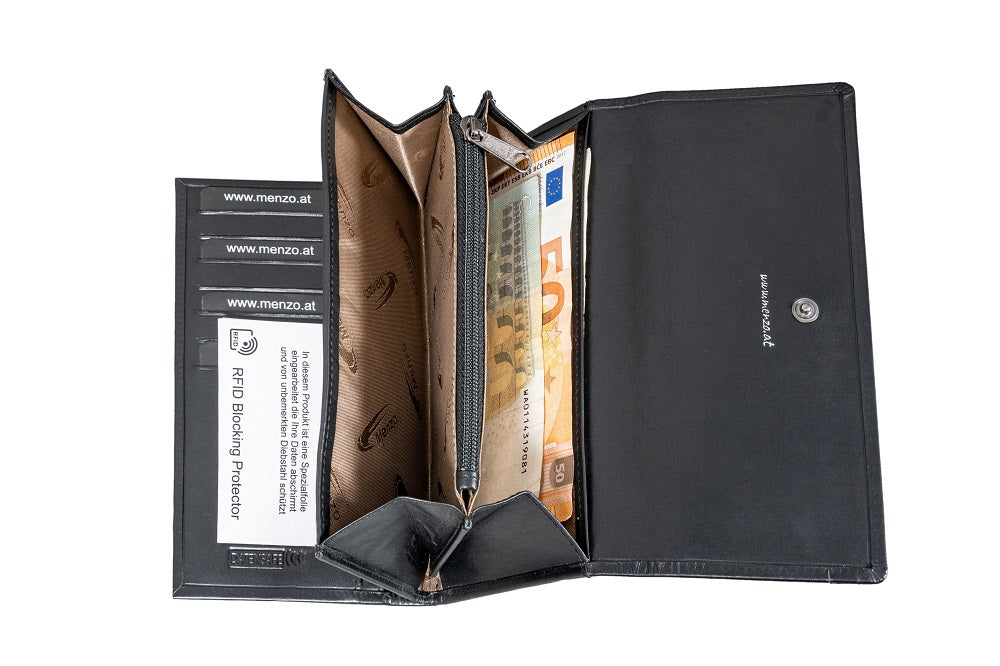 Menzo 7032 Damenbörse schwarz / Nappaleder