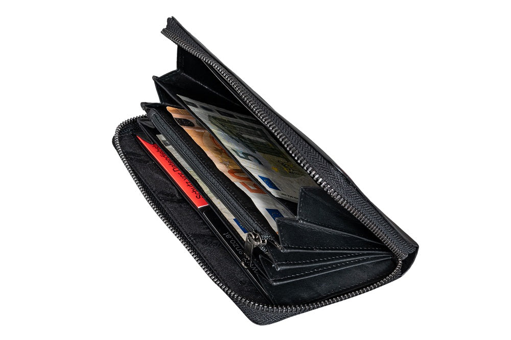 Menzo 7034 Damenbörse schwarz / Nappaleder