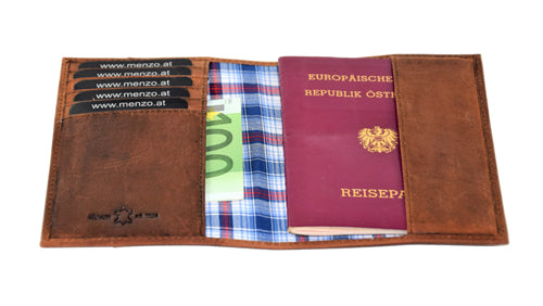 Menzo 936 Reisepassetui Büffelleder/deltabraun
