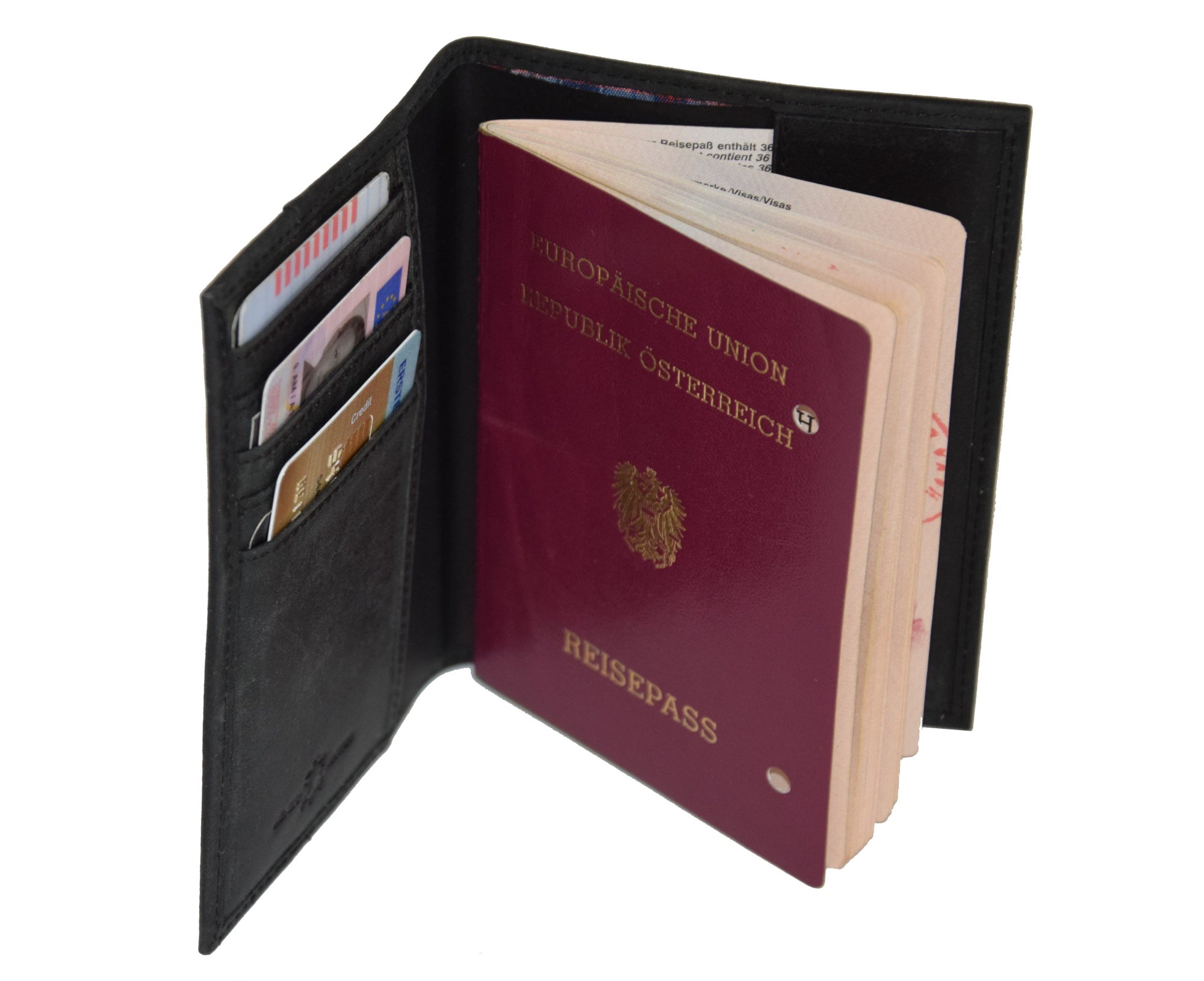 Menzo 936 Reisepassetui Büffelleder/schwarz-hunter