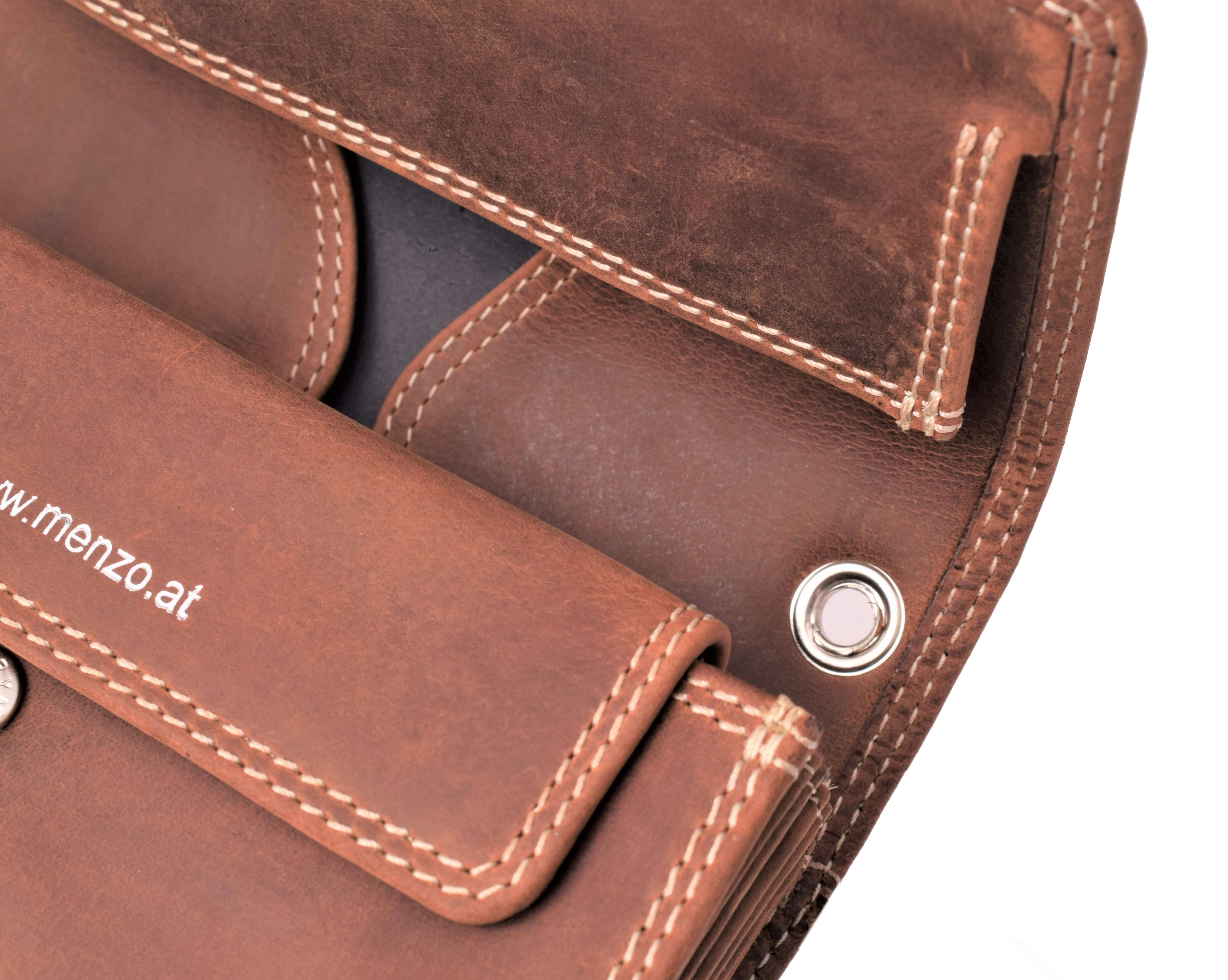 Hochwertiges Menzo 937 Profikellnerset Büffelleder Doppelnaht/Edelweiss deltabraun