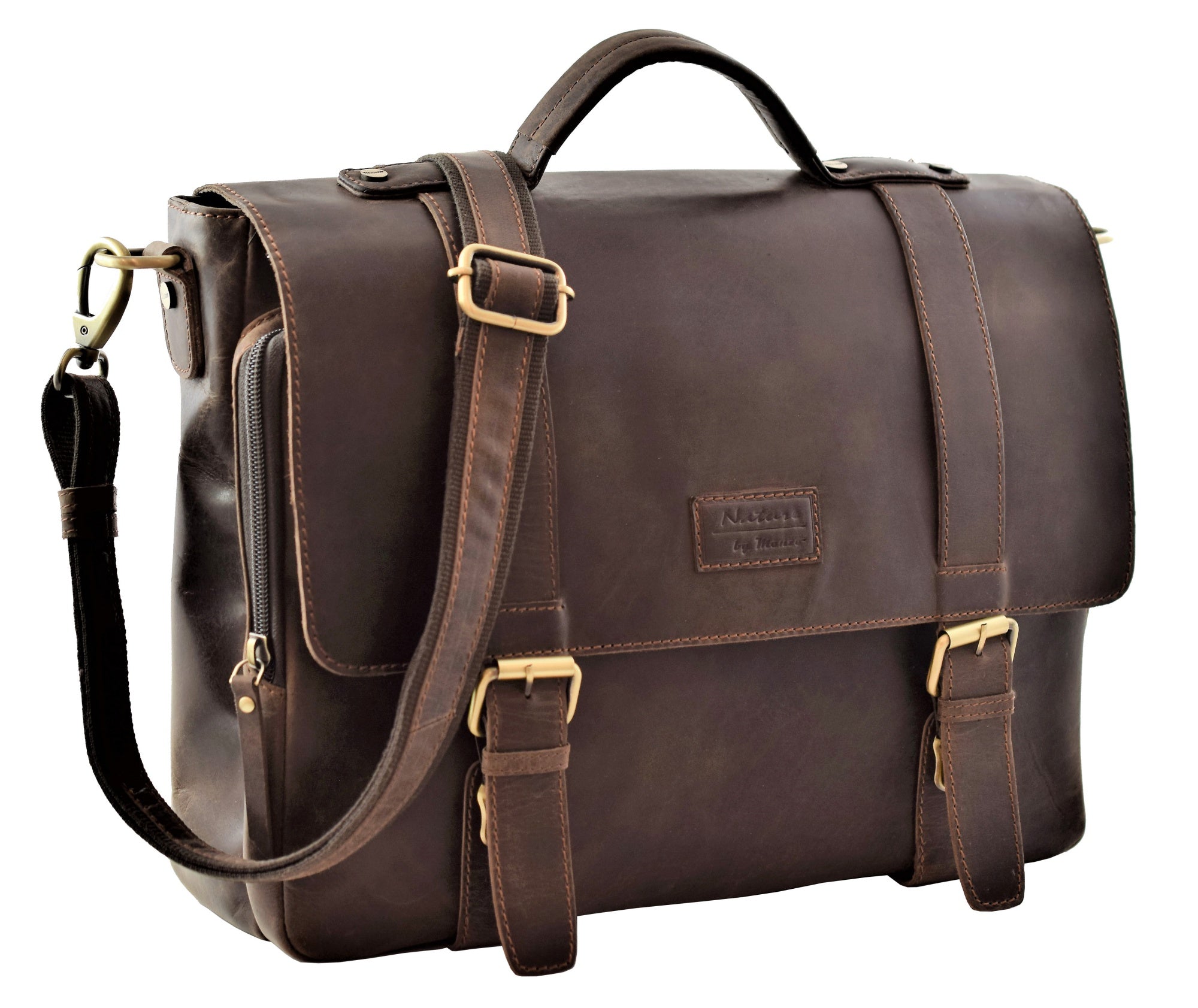 Menzo MB22 - 15,6 Zoll Laptop-Aktentasche Büffelleder/marone