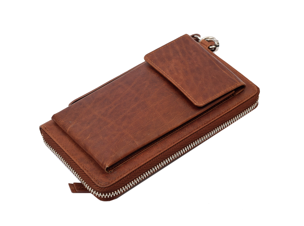 Menzo MB106 Handy-Lederbörsentasche Büffelleder/cognac