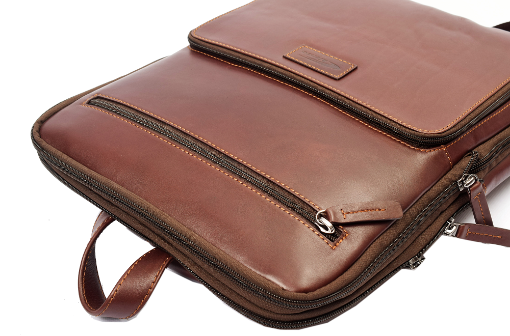 Menzo MB64D - Rucksack Rindsleder/marone für 13,3 Zoll Laptop