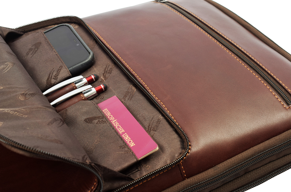Menzo MB64D - Rucksack Rindsleder/marone für 13,3 Zoll Laptop