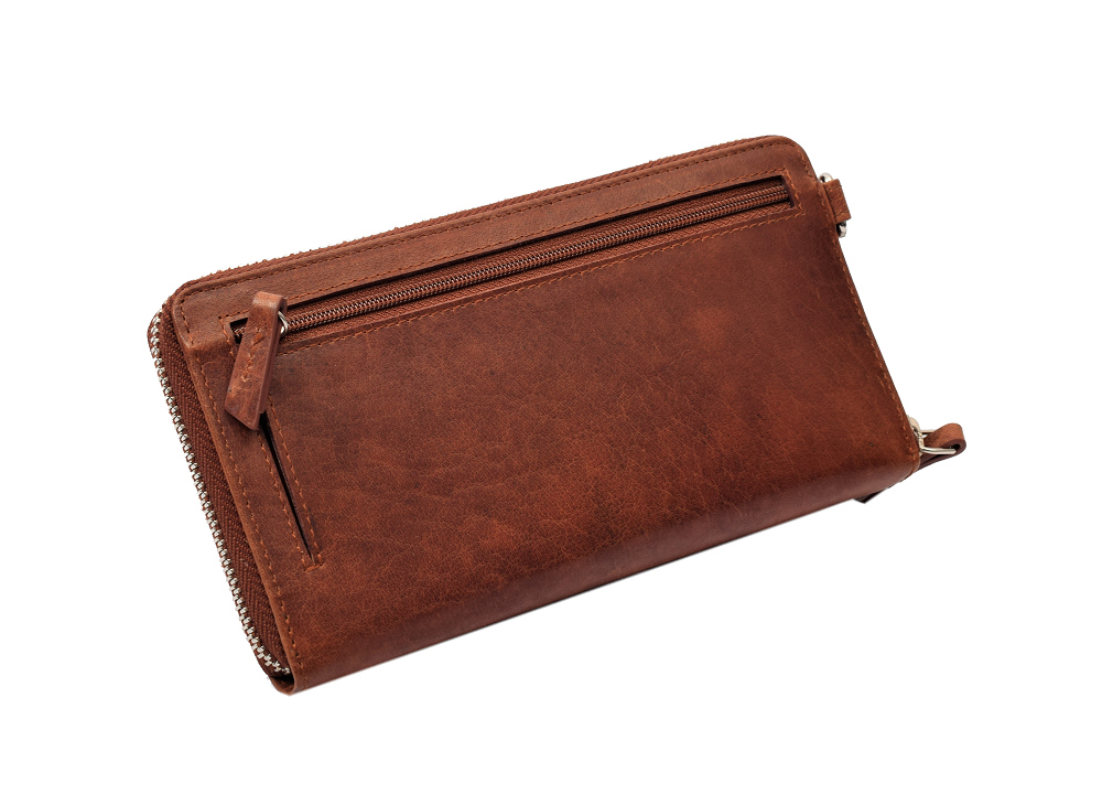 Menzo MB106 Handy-Lederbörsentasche Büffelleder/cognac