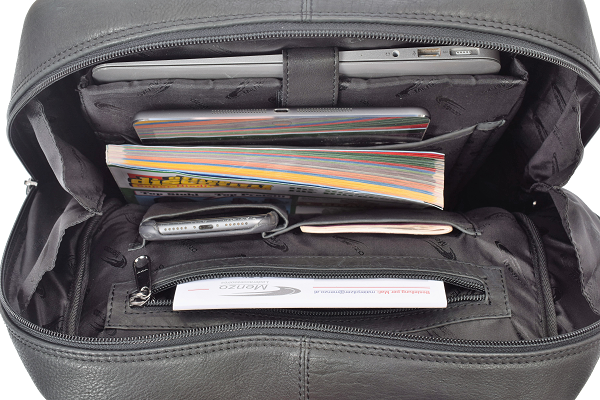 Menzo MB82 - Rucksack Rindsleder washed/schwarz für 14" Laptop