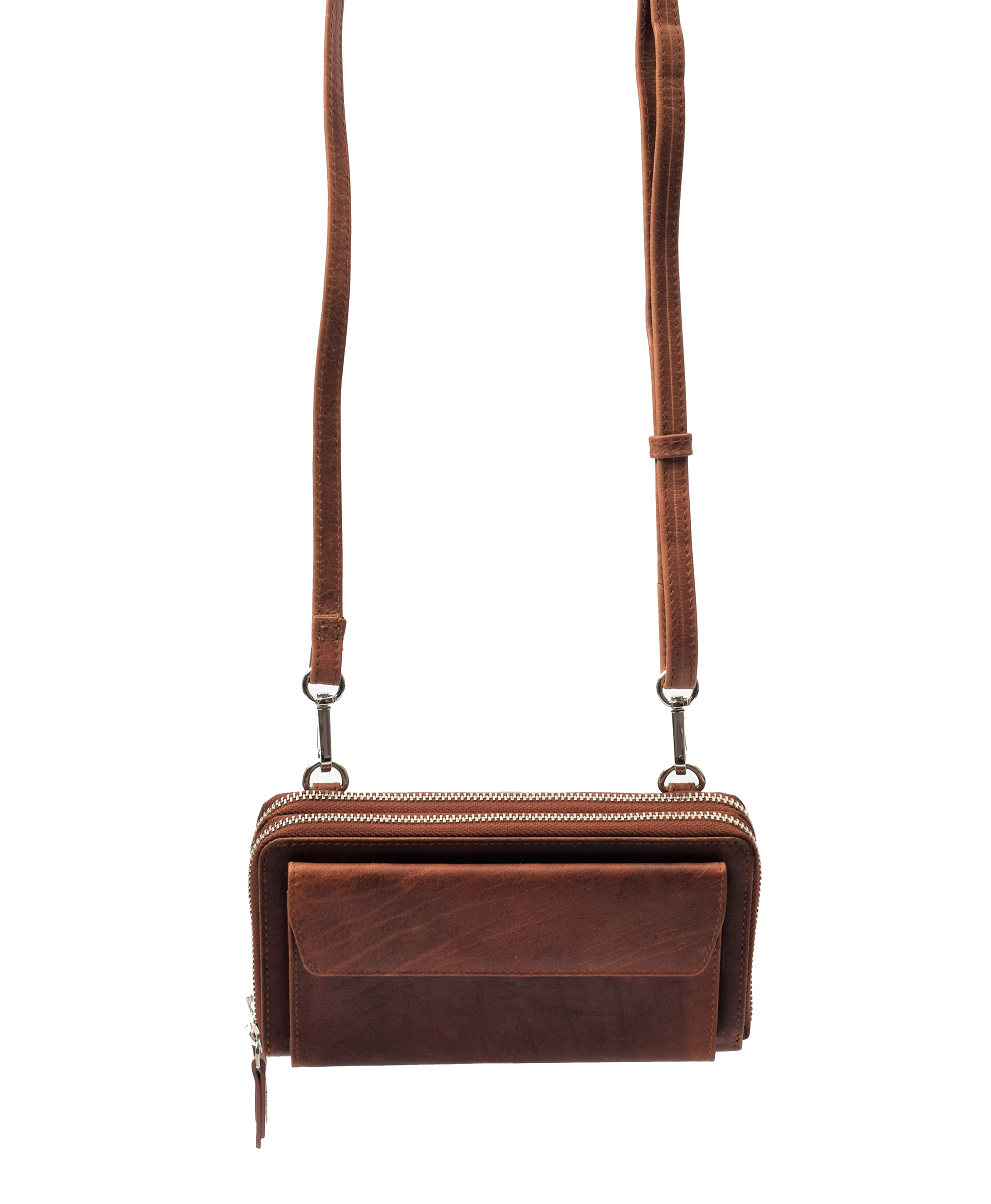 Menzo MB105 Handy- Lederbörsentasche Büffelleder/cognac
