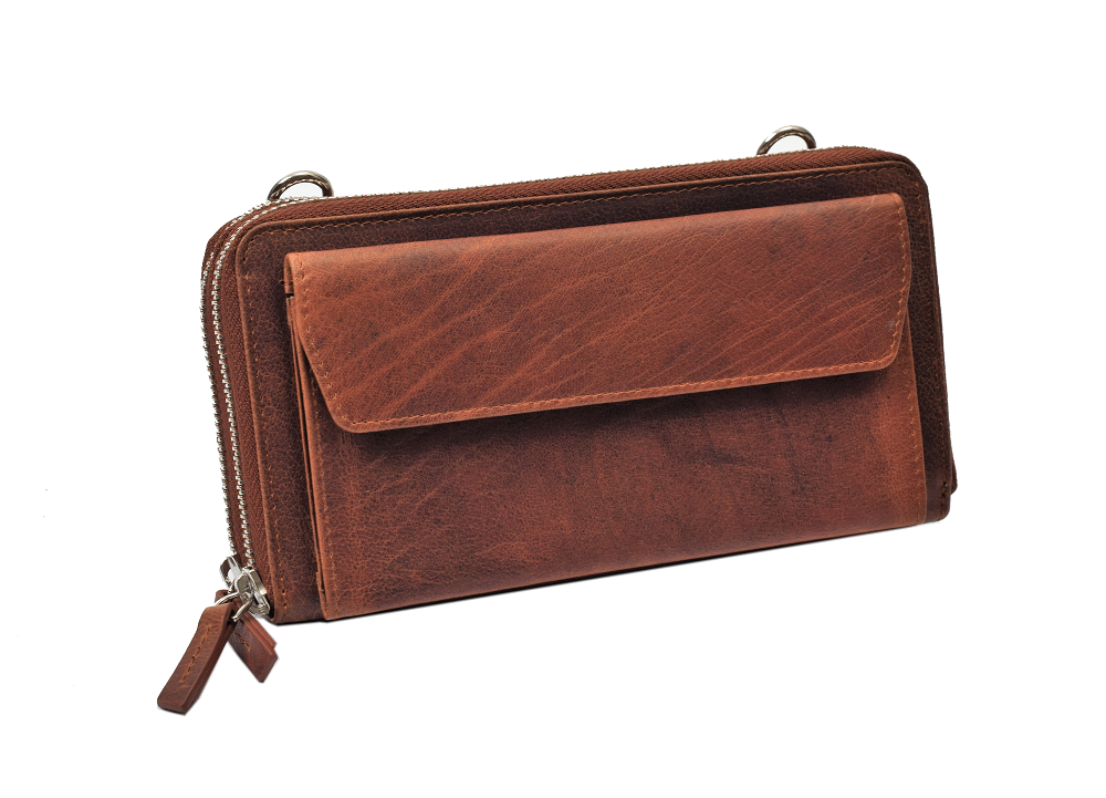 Menzo MB105 Handy- Lederbörsentasche Büffelleder/cognac