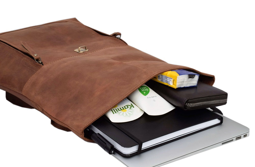 Menzo MB63 Rucksack Büffelleder/deltabraun