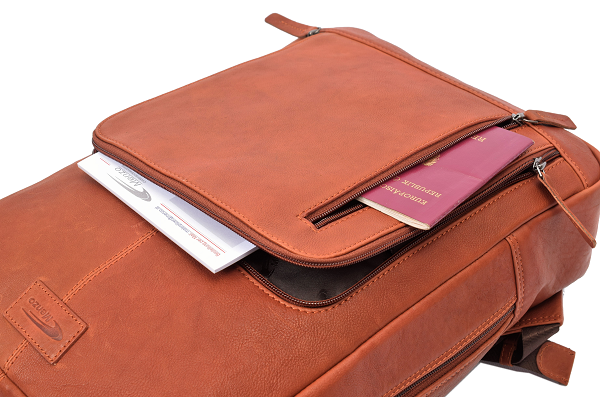 Menzo MB82 - Rucksack Rindsleder washed/cognac für 14" Laptop