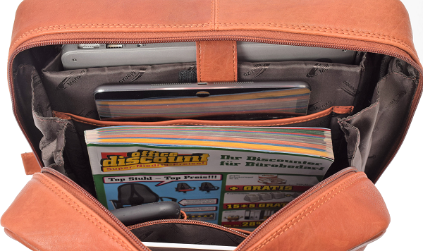 Menzo MB82 - Rucksack Rindsleder washed/cognac für 14" Laptop