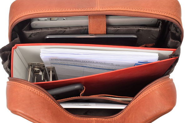 Menzo MB82 - Rucksack Rindsleder washed/cognac für 14" Laptop