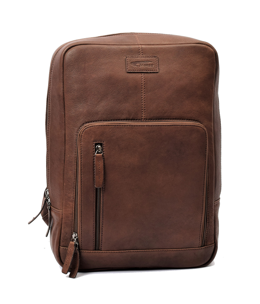 Menzo MB82 - Rucksack Rindsleder washed/braun für 14" Laptop