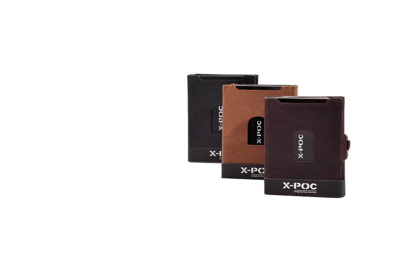 X-POC 949 Kreditkarten Slim-Wallet mit Münzfach Büffelleder/ deltabraun