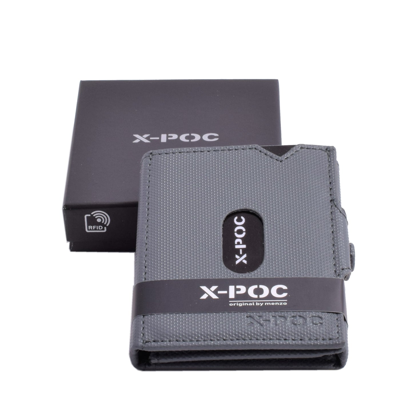 X-POC 7048 Kreditkarten Slim-Wallet Rindsleder/grau