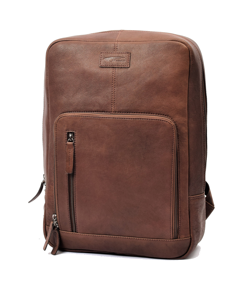 Menzo MB82 - Rucksack Rindsleder washed/braun für 14" Laptop