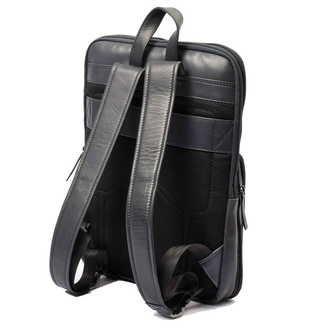 Menzo MB64D - Rucksack Rindsleder/blau für 13,3 Zoll Laptop