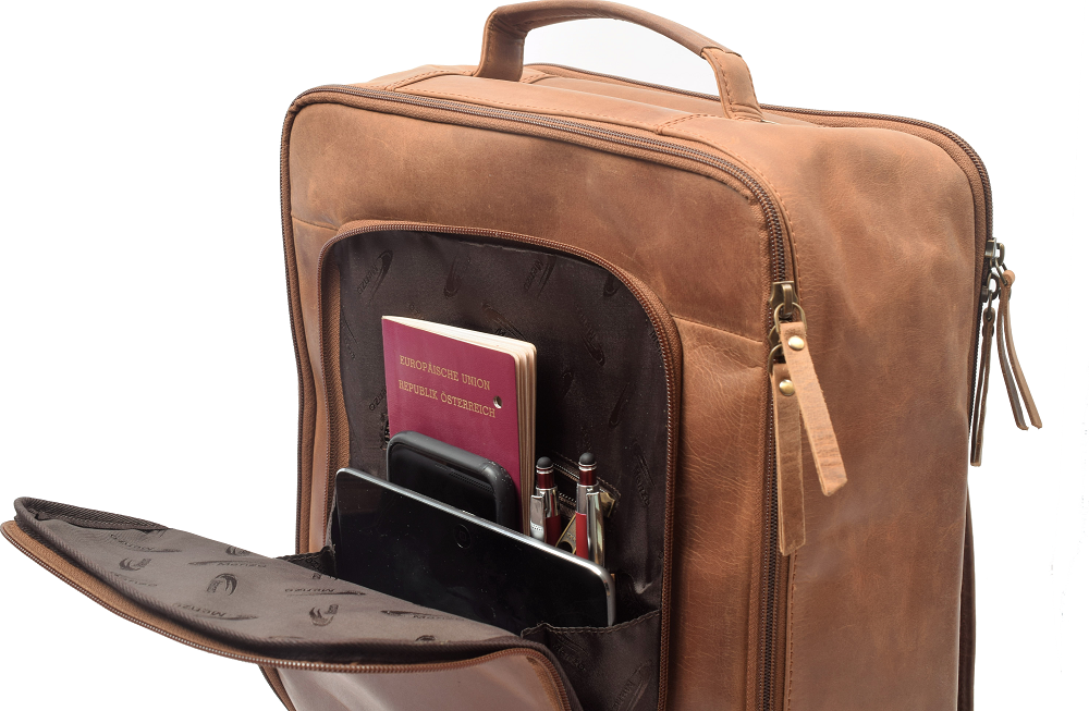 Menzo MB80 - Rucksack Büffelleder/deltabraun für 15,6 Zoll Laptop
