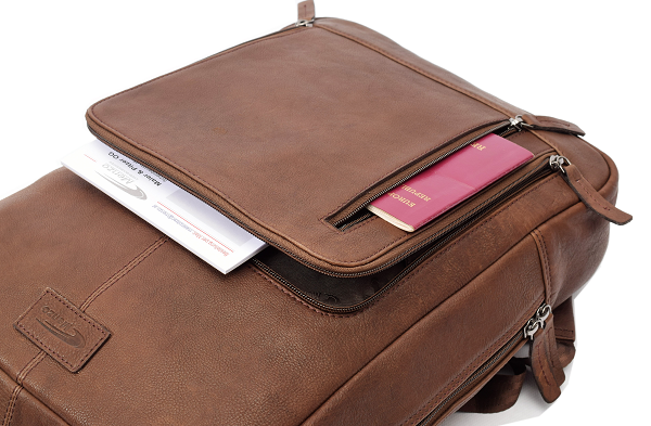 Menzo MB82 - Rucksack Rindsleder washed/braun für 14" Laptop