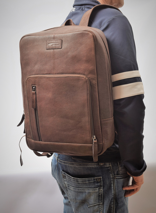 Menzo MB82 - Rucksack Rindsleder washed/braun für 14" Laptop