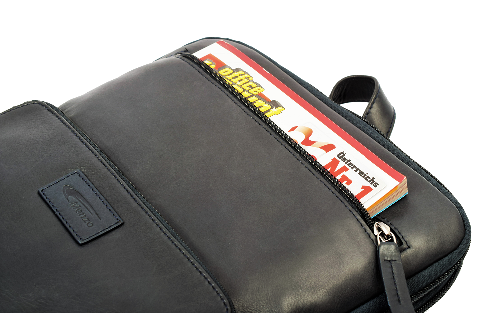 Menzo MB64D - Rucksack Rindsleder/blau für 13,3 Zoll Laptop