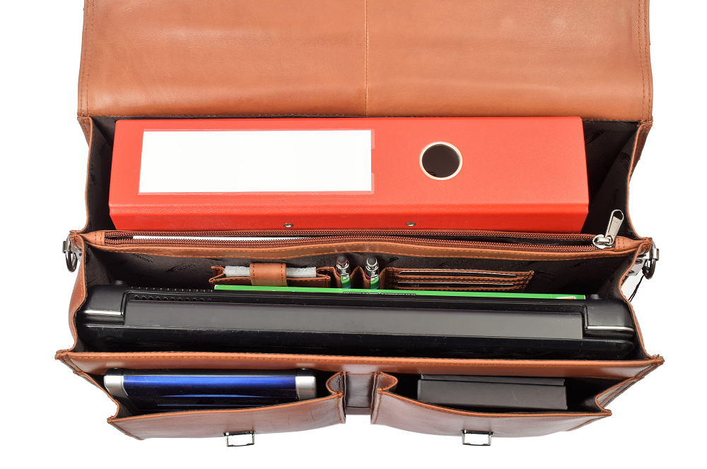 Menzo MB2D - 15,6 Zoll Aktentasche Rindsleder/hellbraun