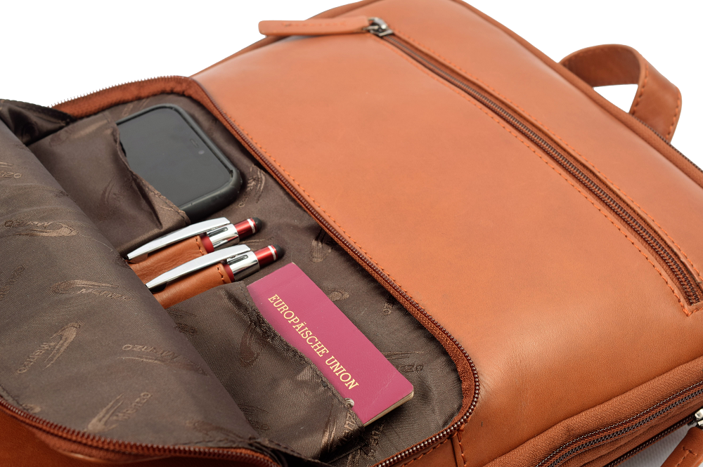 Menzo MB64D - Rucksack Rindsleder/cognac für 13,3 Zoll Laptop