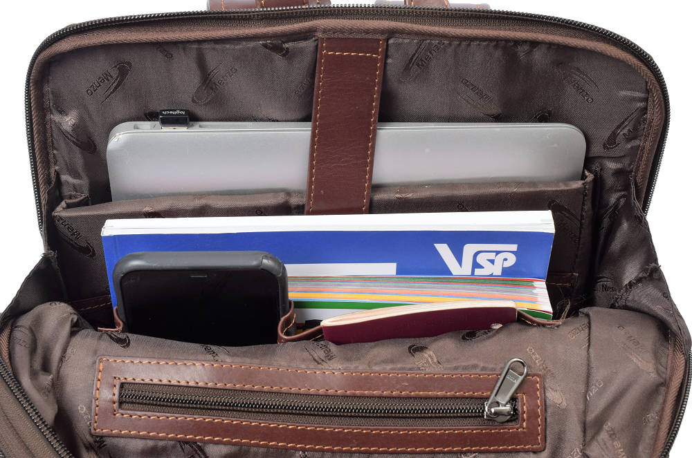 Menzo MB64D - Rucksack Rindsleder/marone für 13,3 Zoll Laptop