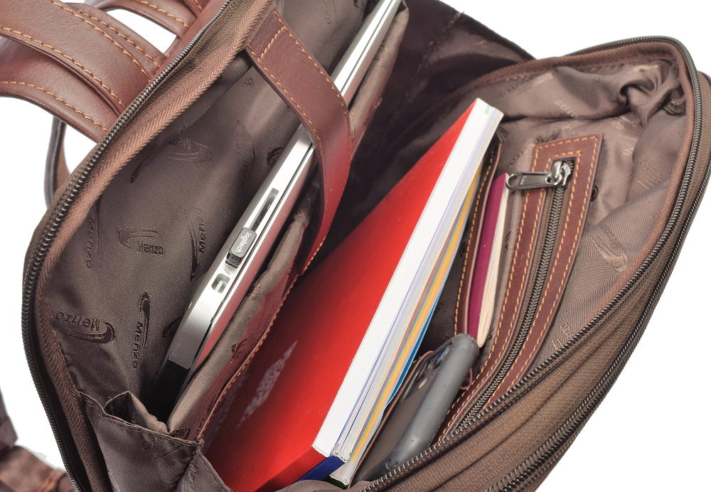Menzo MB64D - Rucksack Rindsleder/marone für 13,3 Zoll Laptop