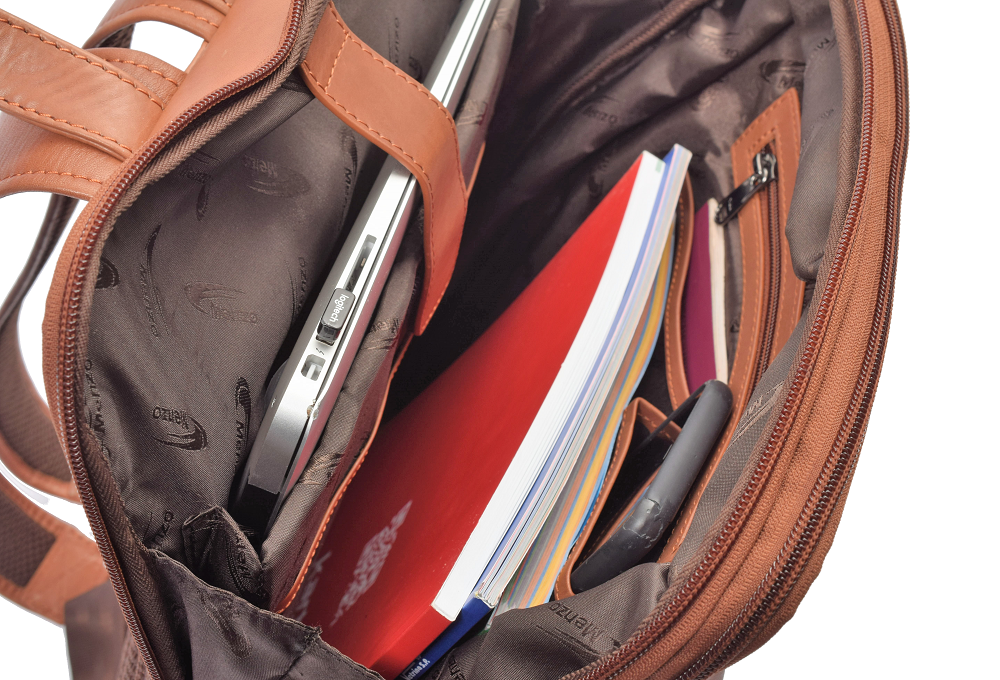Menzo MB64D - Rucksack Rindsleder/cognac für 13,3 Zoll Laptop