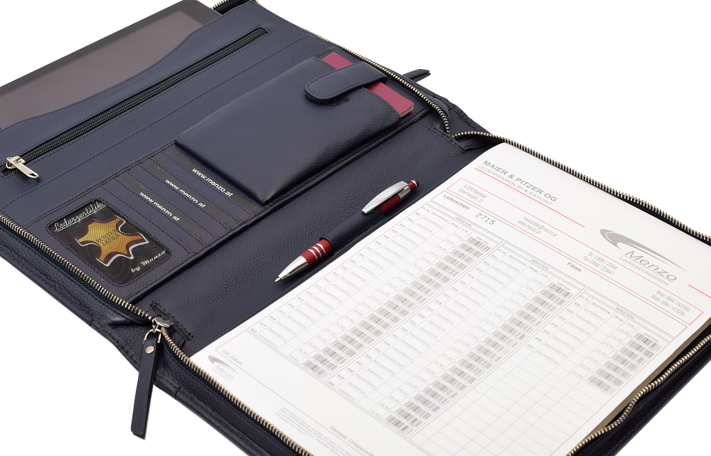Menzo MB102 Schreibmappe A4 Nappaleder/navy