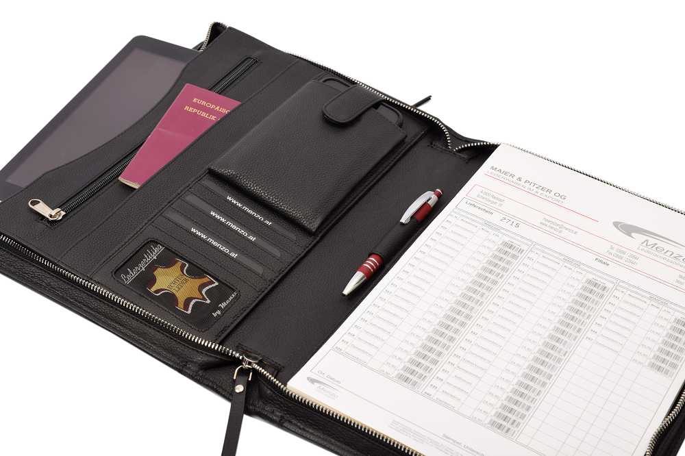Menzo MB102 Schreibmappe A4 Nappaleder/schwarz