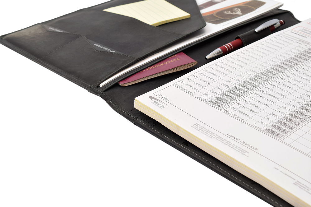 MB58 Dokumentenmappe A4 Büffelleder/schwarz