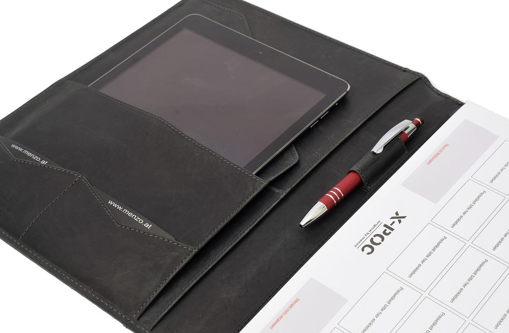 MB58 Dokumentenmappe A4 Büffelleder/schwarz