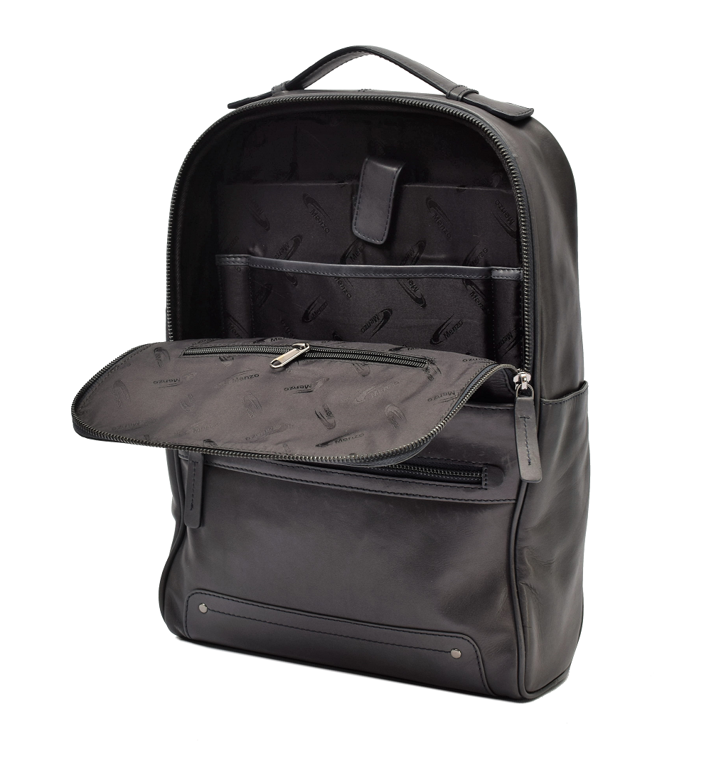 Menzo MB66D - Rucksack Rindsleder/blau