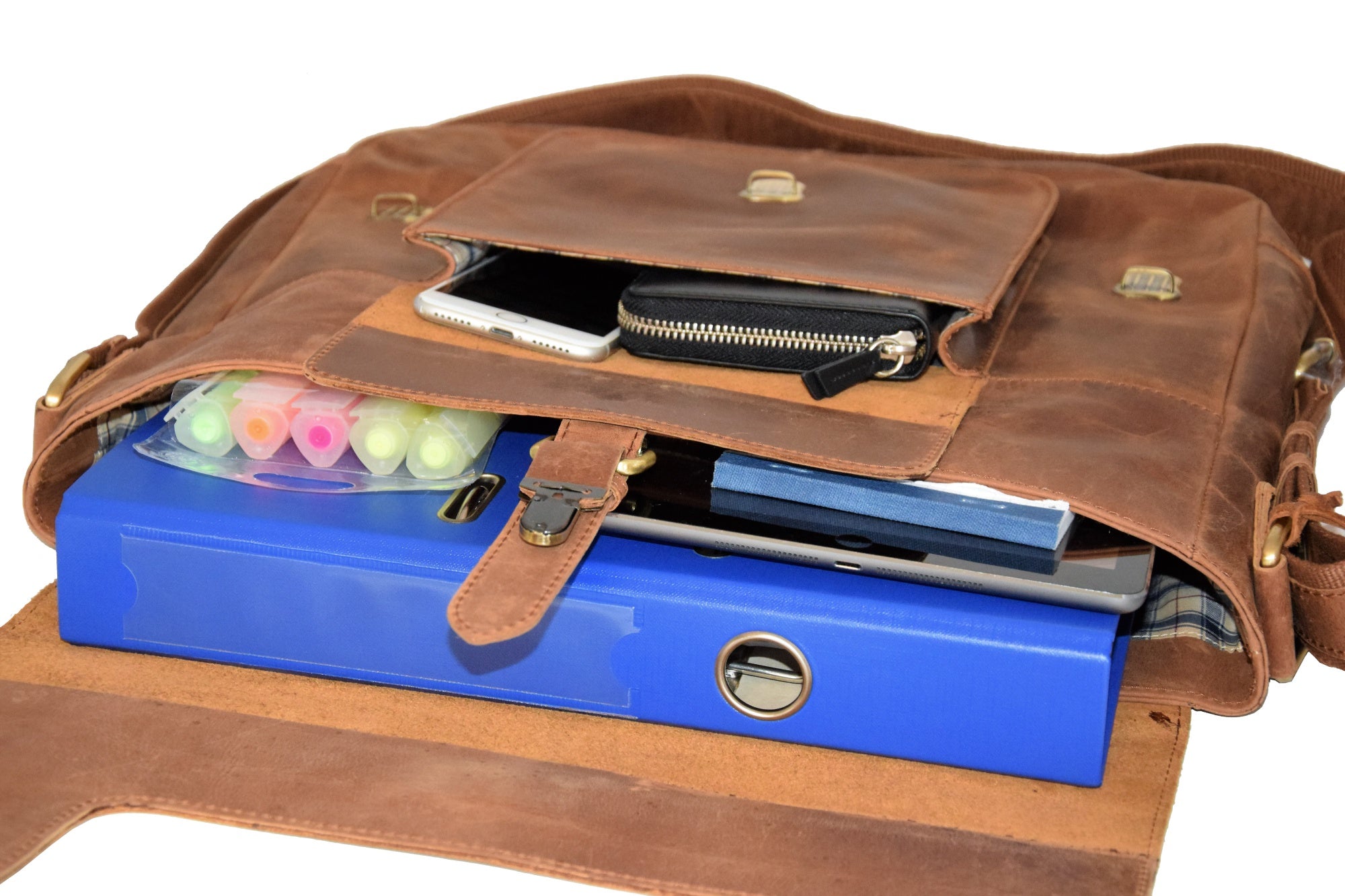 Menzo MB16 - 15,6 Zoll Laptop-Aktentasche Büffelleder/deltabraun