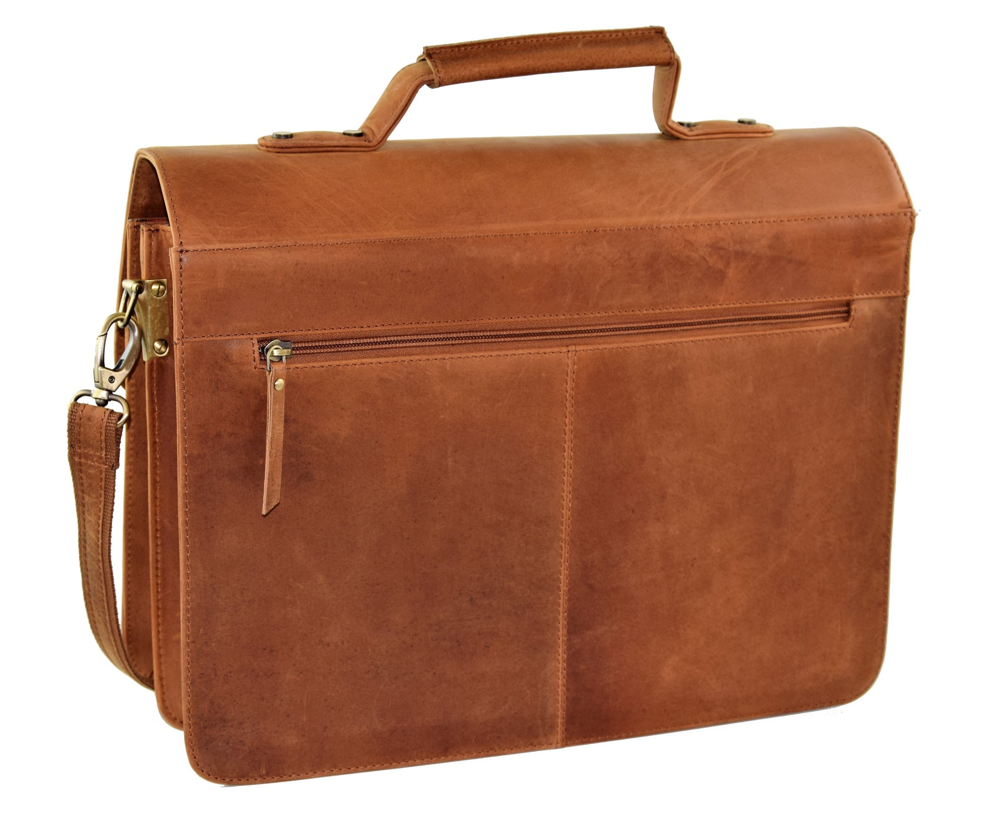 Menzo MB2 - 15,6 Zoll Laptop-Aktentasche Büffelleder/deltabraun