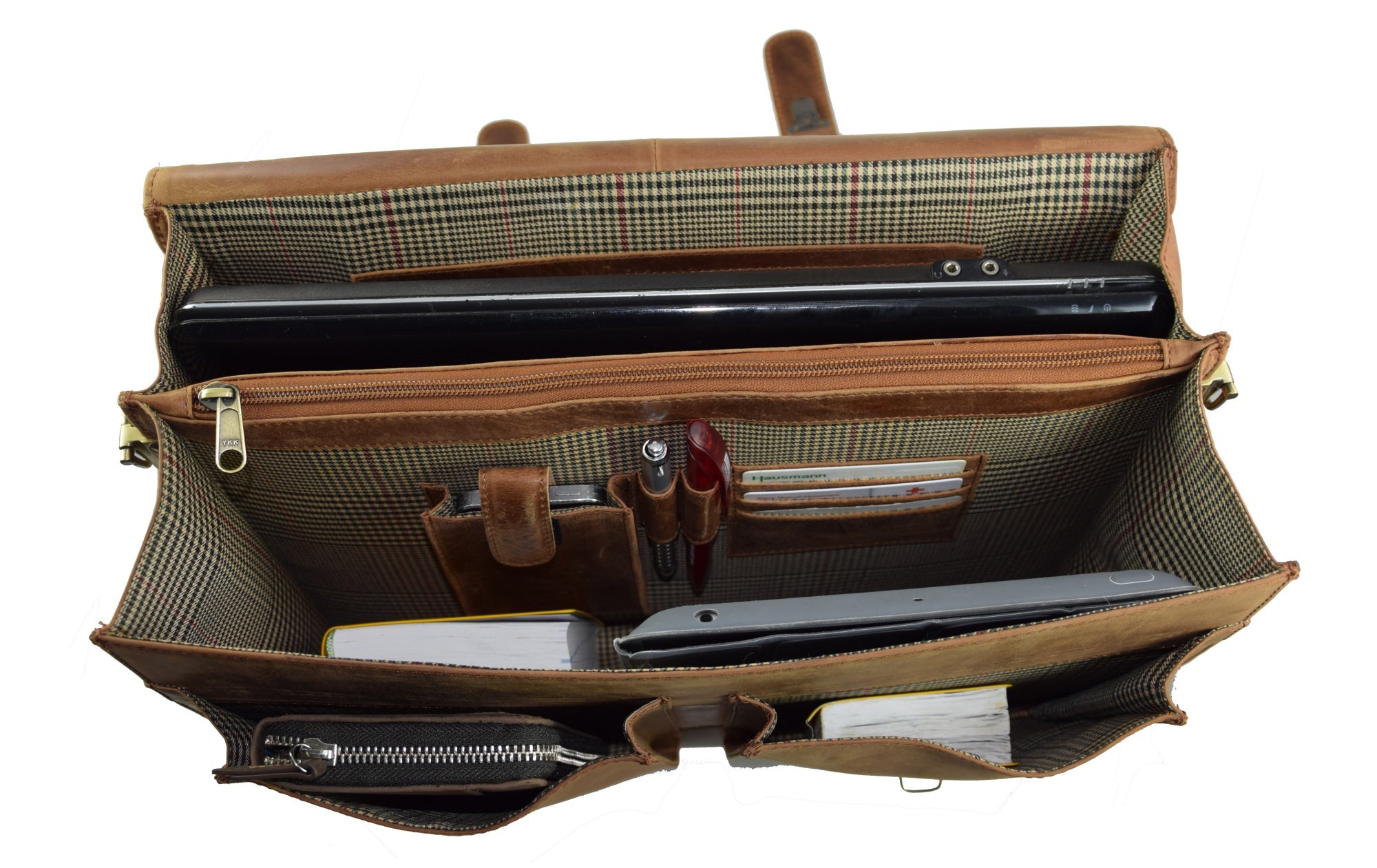 Menzo MB2 - 15,6 Zoll Laptop-Aktentasche Büffelleder/deltabraun