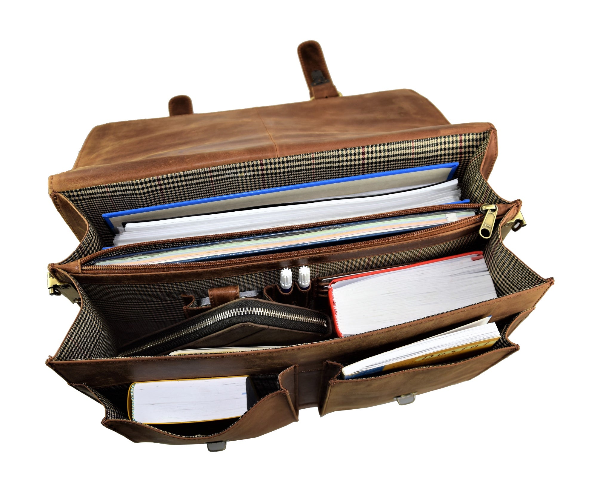 Menzo MB2 - 15,6 Zoll Laptop-Aktentasche Büffelleder/deltabraun