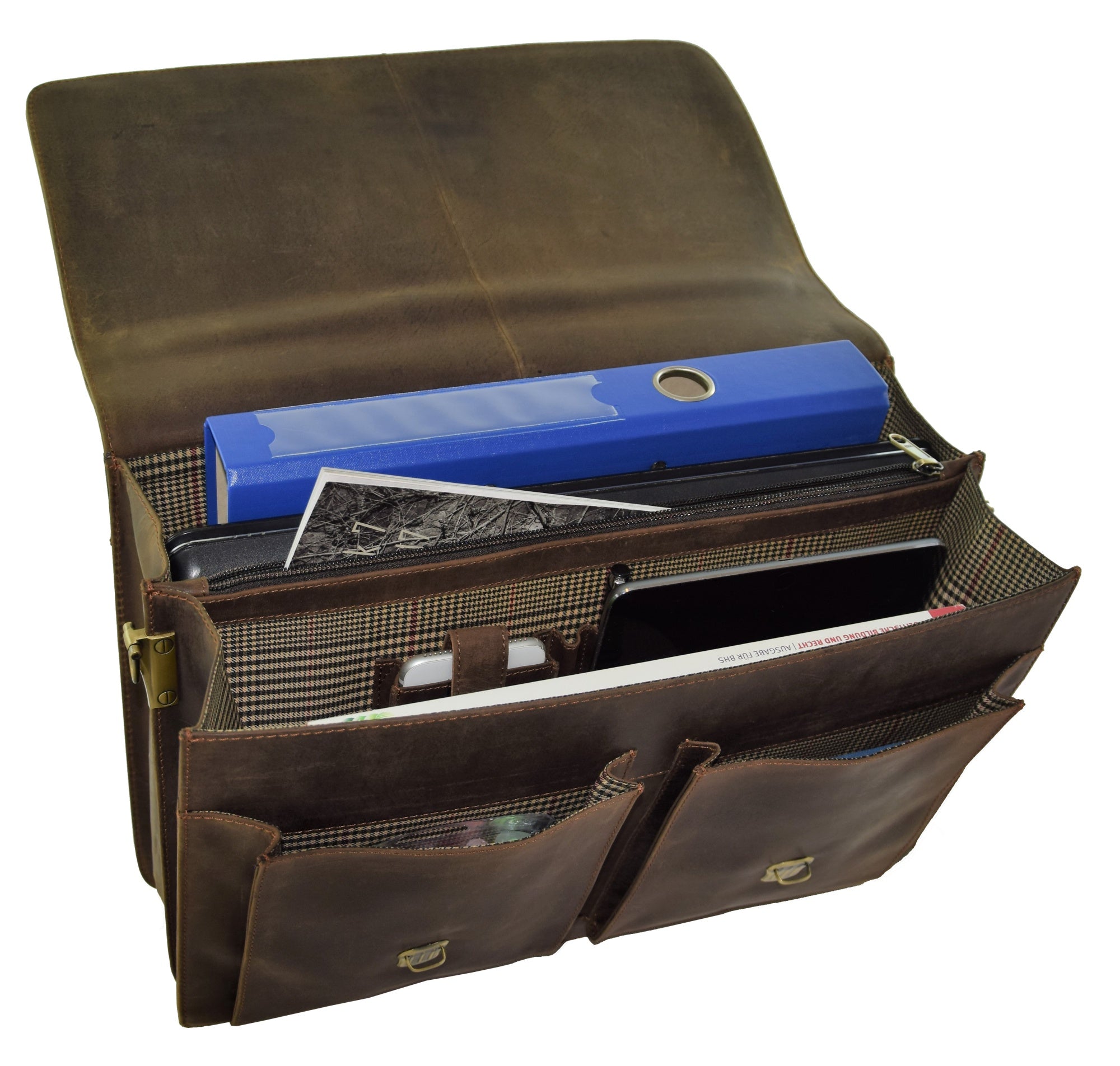 Menzo MB2 - 15,6 Zoll Laptop-Aktentasche Büffelleder/marone