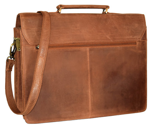 Menzo MB1 - 15,6 Zoll Aktentasche Büffelleder/deltabraun
