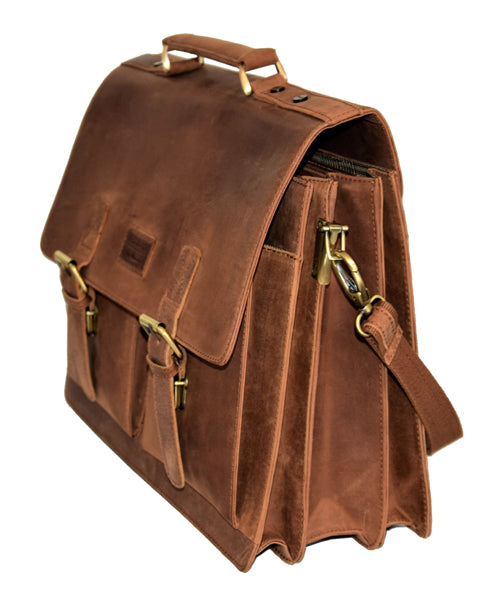 Menzo MB1 - 15,6 Zoll Aktentasche Büffelleder/deltabraun