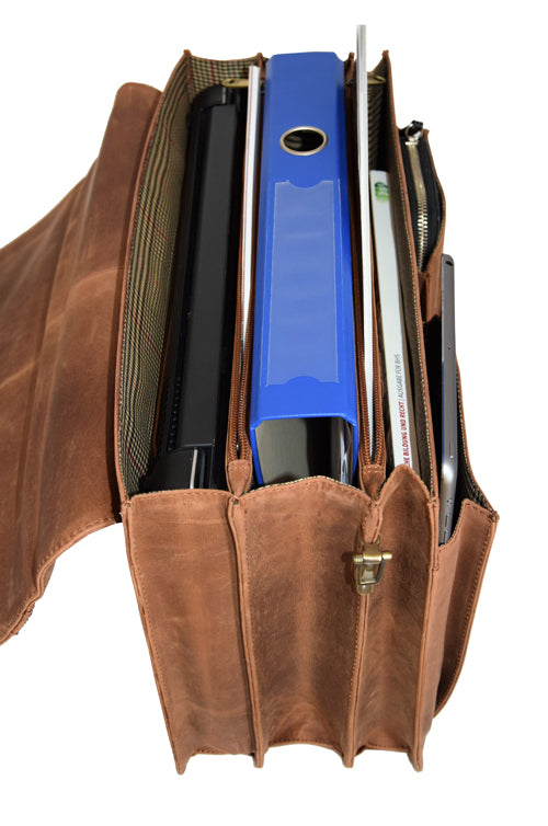 Menzo MB1 - 15,6 Zoll Aktentasche Büffelleder/deltabraun