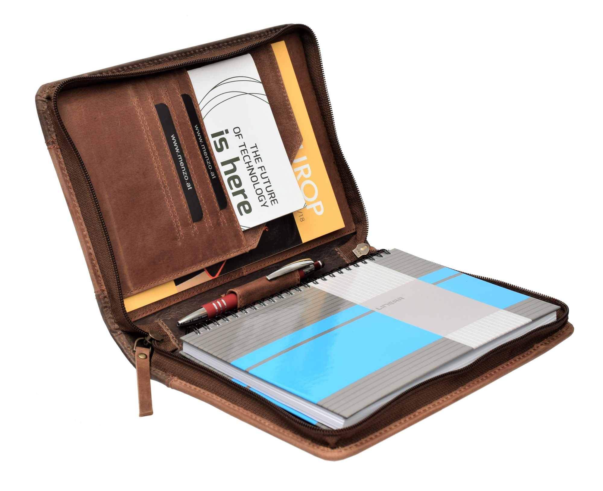 Menzo MB57 Schreibmappe A5 Büffelleder/2-farbig braun