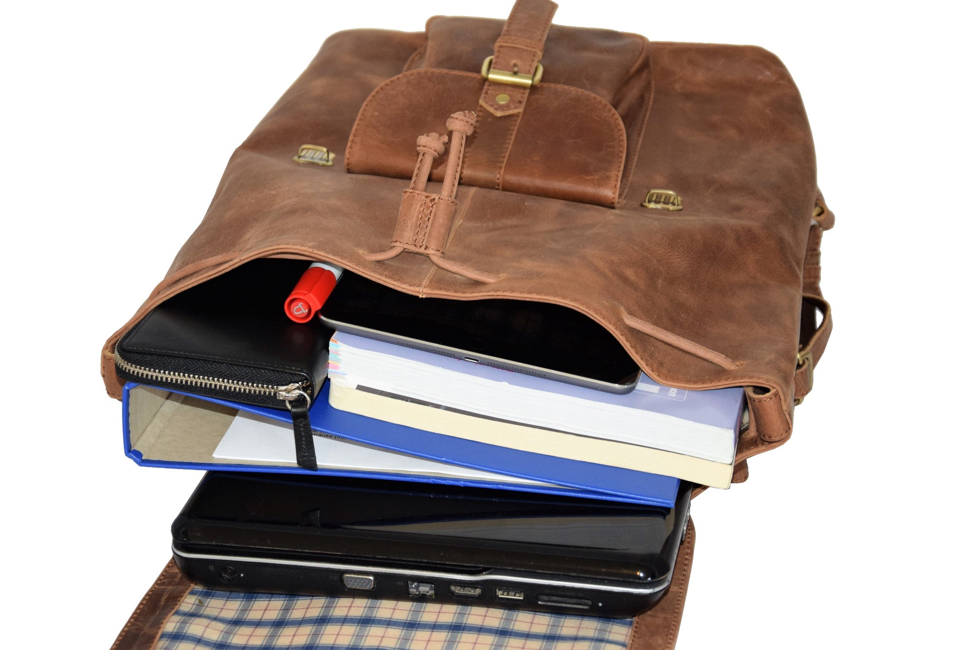 Menzo MB36 - 14 Zoll Rucksack Büffelleder/deltabraun