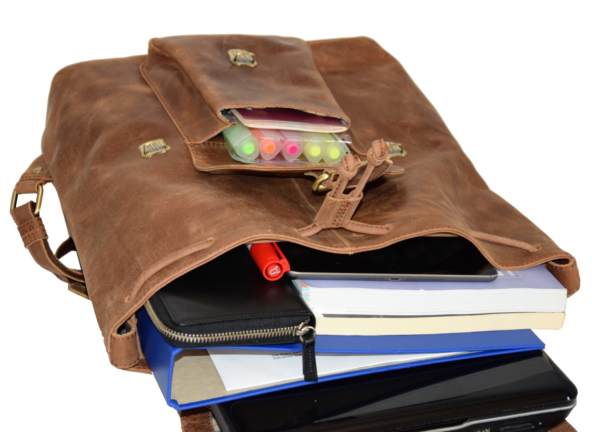 Menzo MB36 - 14 Zoll Rucksack Büffelleder/deltabraun